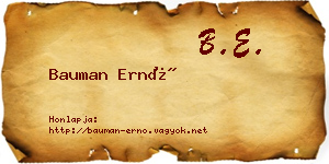 Bauman Ernő névjegykártya